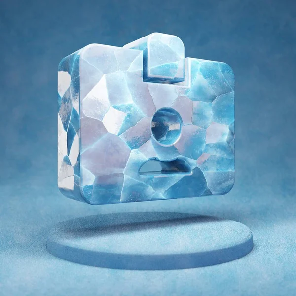 Idカードのアイコン 青い雪の表彰台に砕いた青い氷のIdカードのシンボル ウェブサイト プレゼンテーション デザインテンプレート要素のソーシャルメディアアイコン 3Dレンダリング — ストック写真