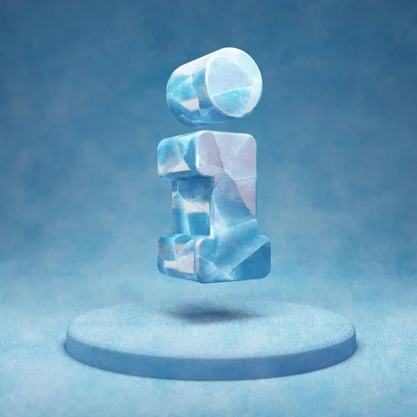 Info Icon Cracked Blue Ice Info Symbol Blue Snow Podium — Stock Photo, Image