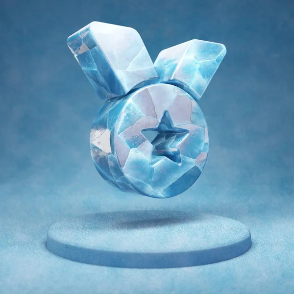 Μετάλλιο Σπασμένο Μπλε Μετάλλιο Πάγου Μπλε Βάθρο Χιονιού Εικονίδιο Μέσων — Φωτογραφία Αρχείου
