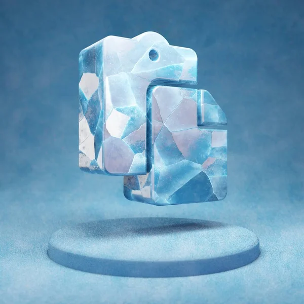 Wklej Ikonę Pęknięty Niebieski Symbol Pasty Lodowej Niebieskim Podium Śniegu — Zdjęcie stockowe