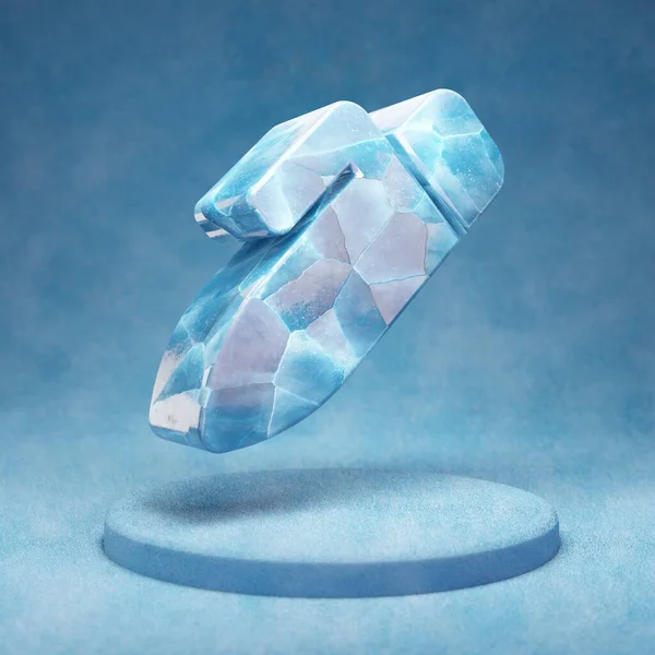ペンアイコン 青い雪の表彰台に砕いた青い氷のペンのシンボル ウェブサイト プレゼンテーション デザインテンプレート要素のソーシャルメディアアイコン 3Dレンダリング — ストック写真