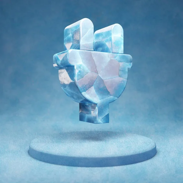 Ikona Zástrčky Popraskané Modré Ice Plug Symbol Modrém Sněhu Pódium — Stock fotografie