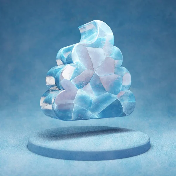Icono Poo Símbolo Ice Poo Azul Agrietado Podio Nieve Azul —  Fotos de Stock