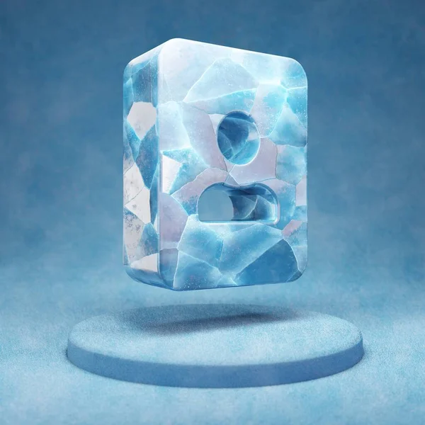Icona Del Ritratto Simbolo Ice Portrait Blu Incrinato Sul Podio — Foto Stock