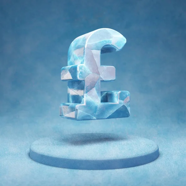 Pfund Symbol Gebrochenes Blaues Ice Pound Symbol Auf Blauem Schnee — Stockfoto