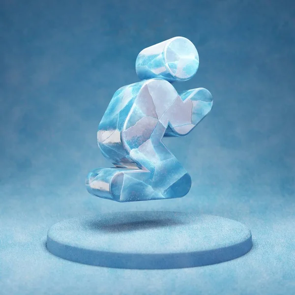 Dua Ikonu Mavi Kar Podyumunda Çatlamış Mavi Buz Dua Sembolü — Stok fotoğraf