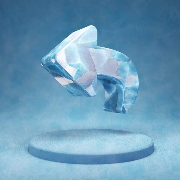 回复图标 蓝色雪台上的碎冰蓝色冰回复符号 社交媒体图标用于网站 设计模板元素 3D渲染 — 图库照片