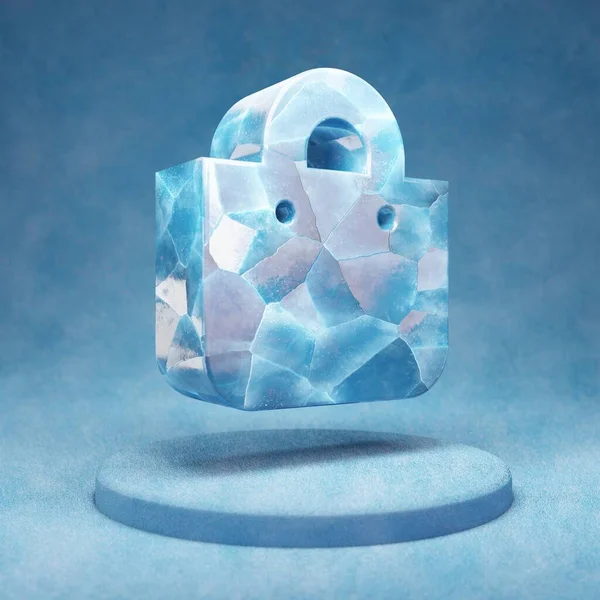 Ikona Nákupní Tašky Popraskané Modré Ice Shopping Bag Symbol Modrém — Stock fotografie