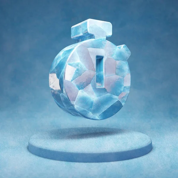 Kronometre Simgesi Mavi Kar Podyumunda Kırık Mavi Buz Saati Sembolü — Stok fotoğraf
