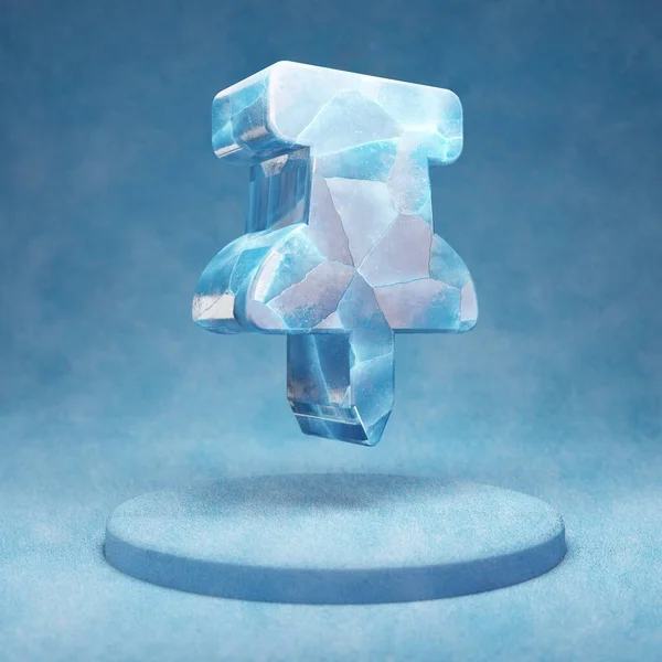 Ikona Miniatury Popraskané Modré Ice Thumbtack Symbol Modrém Sněhu Pódium — Stock fotografie