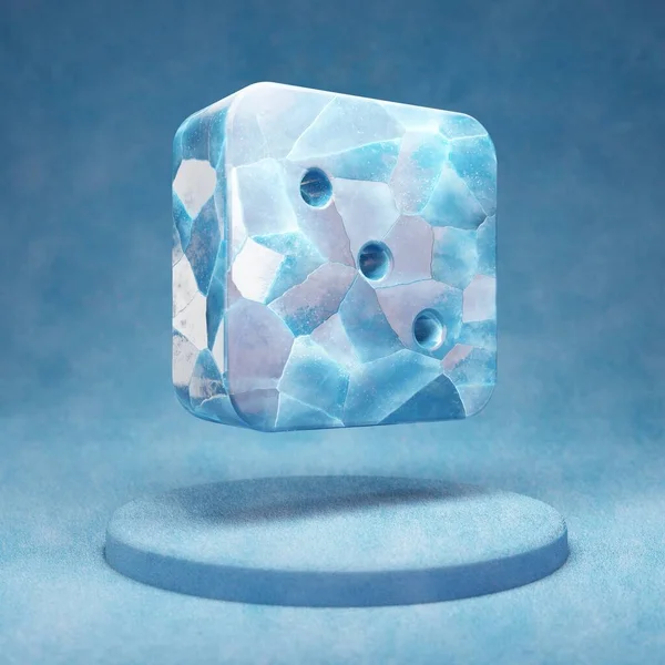Dice Three Icon Cracked Blue Ice Dice Three Symbol Blue — Stock Photo, Image
