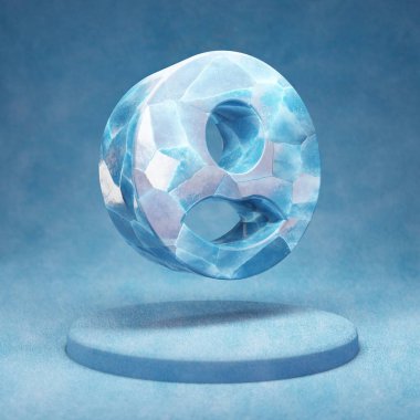 Kullanıcı çemberi simgesi. Mavi kar podyumunda çatlamış mavi buz kullanıcı sembolü. Web sitesi, sunum ve tasarım şablonu için Sosyal Ortam Simgesi. 3 Boyutlu Hazırlama.