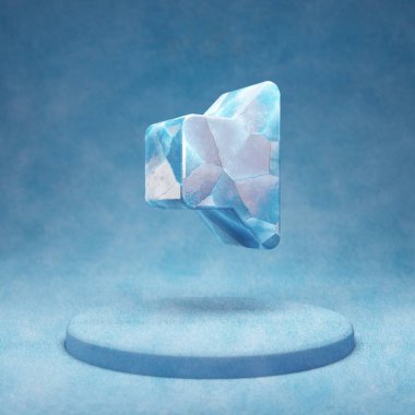 Ses Kapalı simgesi. Mavi kar podyumundaki mavi buz tabakası kapalı sembol. Web sitesi, sunum ve tasarım şablonu için Sosyal Ortam Simgesi. 3 Boyutlu Hazırlama.