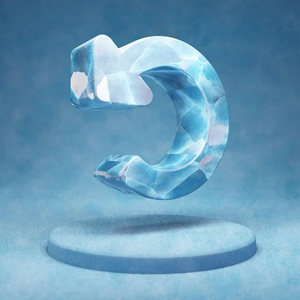 Vrátit Ikonu Prasklý Modrý Symbol Ice Undo Modrém Sněhovém Pódiu — Stock fotografie