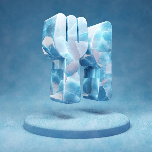 Kullanım Simgesi Mavi Kar Podyumunda Çatlamış Mavi Buz Utensilleri Sembolü — Stok fotoğraf