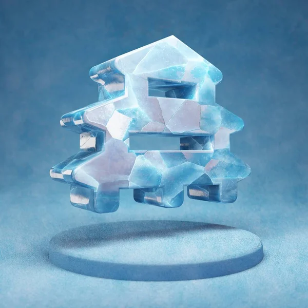 Ikona Vihary Pęknięty Niebieski Symbol Ice Vihara Niebieskim Podium Śniegu — Zdjęcie stockowe