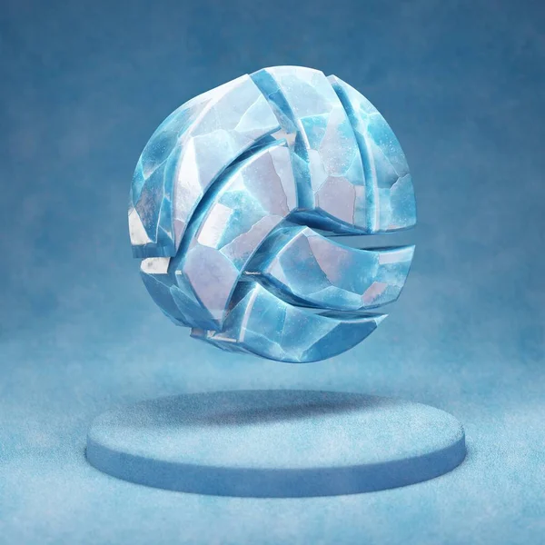 Volleyboll Boll Boll Ikon Sprucken Blå Ice Volleyboll Ball Symbol — Stockfoto