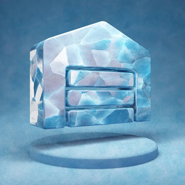 Depo Ikonu Mavi Kar Podyumunda Çatlamış Mavi Buz Deposu Sembolü — Stok fotoğraf