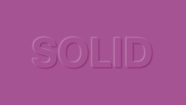 Słowo Solid w pastelowym kolorze. Modna animacja pętli neumorfizmu. — Wideo stockowe