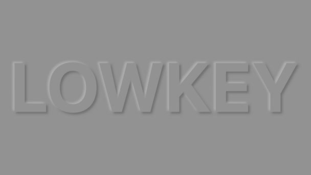 Word Lowkey in Pastellfarbe. Trendige Neumorphismus-Schleifen-Animation. — Stockvideo