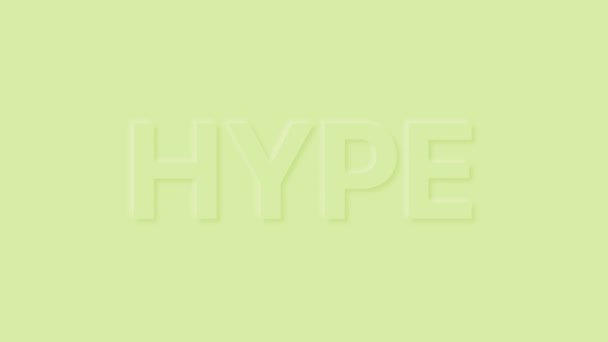 Word Hype en color pastel. Animación de bucle de neumorfismo de moda. — Vídeos de Stock