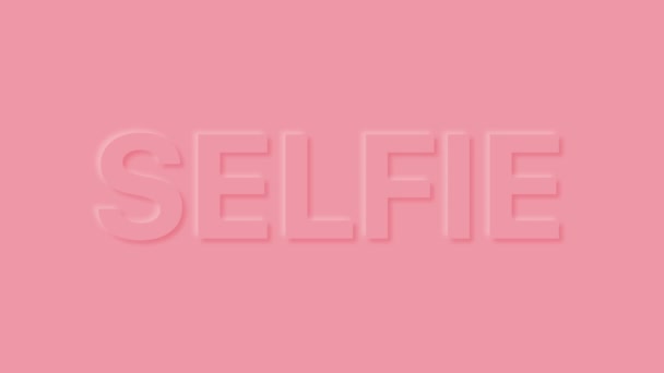 Palabra selfie en color pastel. Animación de bucle de neumorfismo de moda. — Vídeos de Stock