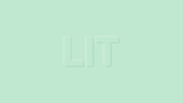 Λέξη Lit σε παστέλ χρώμα. Μοντέρνο animation βρόχου πνευμονίας. — Αρχείο Βίντεο