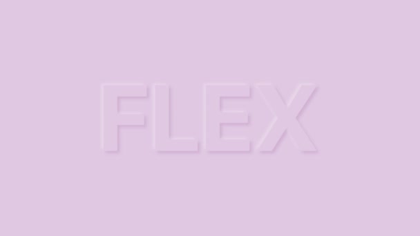 Słowo Flex w pastelowym kolorze. Modna animacja pętli neumorfizmu. — Wideo stockowe