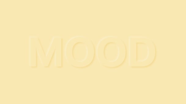 Word Mood en color pastel. Animación de bucle de neumorfismo de moda. — Vídeos de Stock