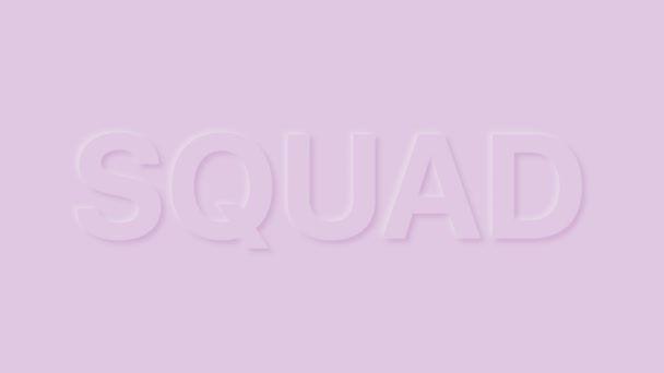 Word Squad en color pastel. Animación de bucle de neumorfismo de moda. — Vídeos de Stock