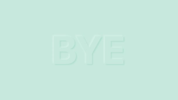 Word Bye in Pastellfarbe. Trendige Neumorphismus-Schleifen-Animation. — Stockvideo