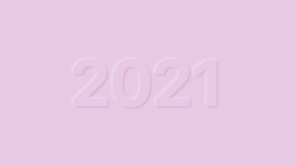 2021 in Pastellfarbe. Trendige Neumorphismus-Schleifen-Animation. — Stockvideo
