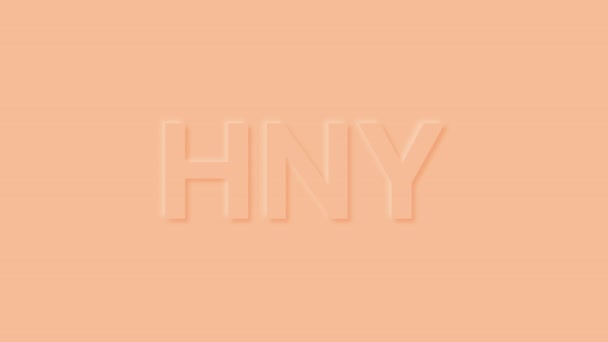 Wort HNY in Pastellfarbe. Trendige Neumorphismus-Schleifen-Animation. — Stockvideo