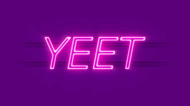 Yeet neon sign appear on violet background. — Stock Video