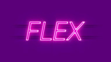 Esnek neon ışığı menekşe arkaplanda görünür.