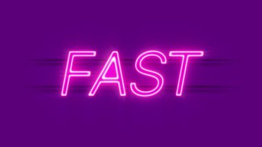 Menekşe arkaplanda hızlı neon işareti.