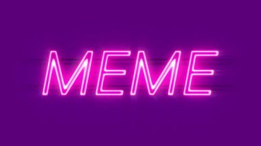 Mim neon ışığı menekşe arkaplanda görünür.