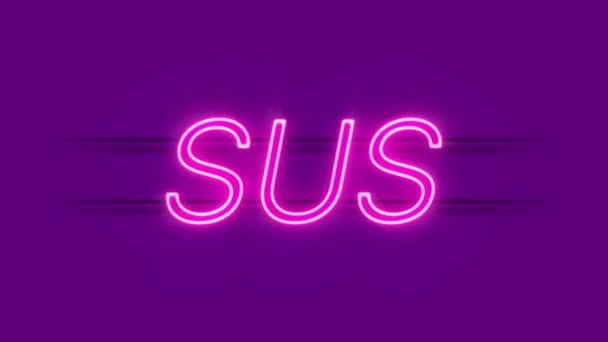 Sus neon符号出现在紫色背景上. — 图库视频影像