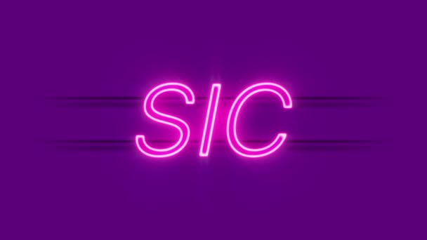 Sic neon sign appear on violet background. — Stock Video
