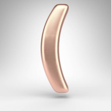 Beyaz arkaplanda sol yuvarlak parantez sembolü. Parlak metalik desenli üç boyutlu mat bakır tabela.