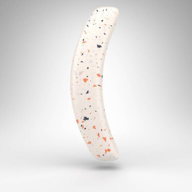 Beyaz arkaplanda sol yuvarlak parantez sembolü. Terrazzo desenli 3 boyutlu işaret..