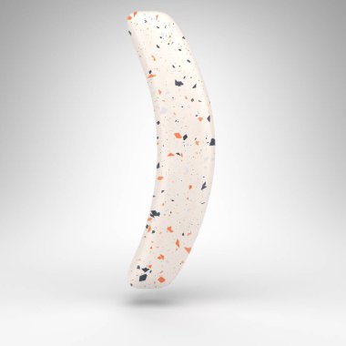 Beyaz arkaplanda sağ yuvarlak parantez sembolü. Terrazzo desenli 3 boyutlu işaret..