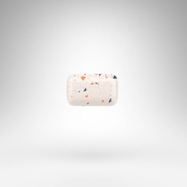 Beyaz arka planda eksi sembol. Terrazzo desenli 3 boyutlu işaret..