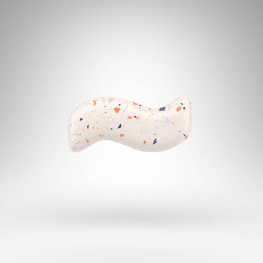 Beyaz arka planda Tilda sembolü. Terrazzo desenli 3 boyutlu işaret..