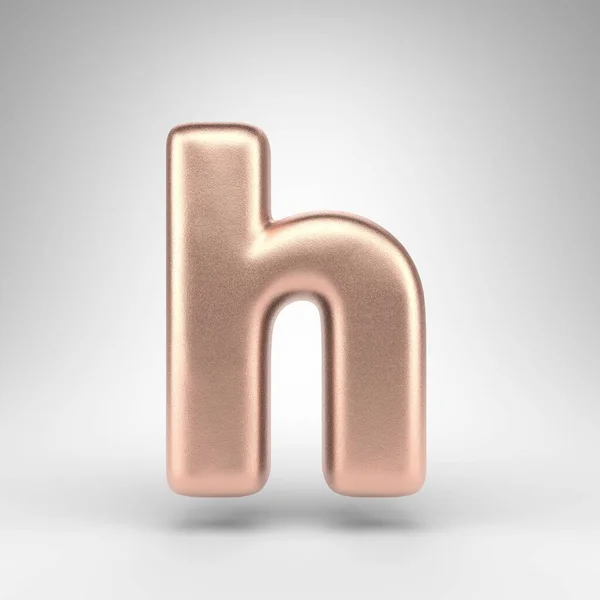 Lettera H minuscola su sfondo bianco. Lettera 3D in rame opaco con texture metallica lucida. — Foto Stock