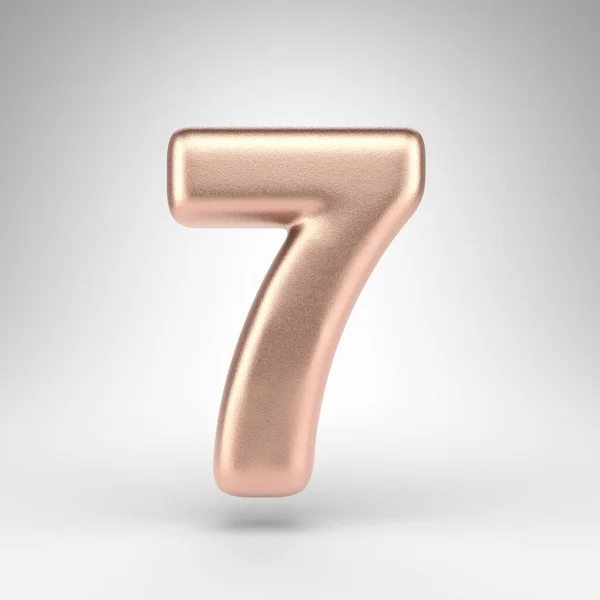 Nummer 7 op witte achtergrond. Matte koper 3D nummer met glanzende metalen textuur. — Stockfoto