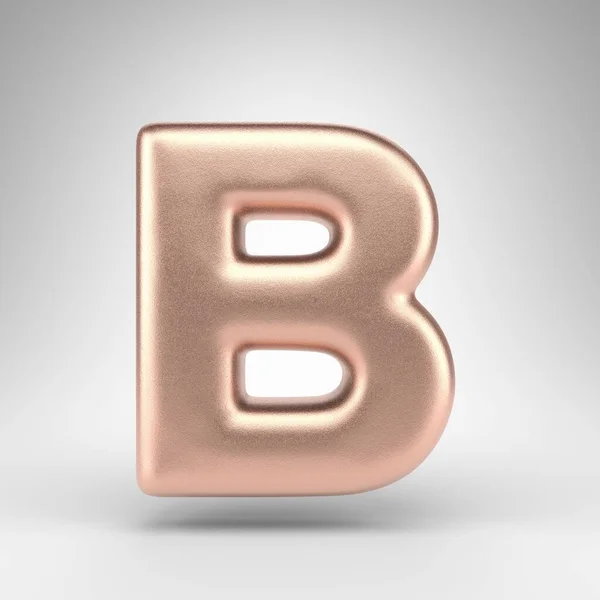 Carta B maiúscula sobre fundo branco. Carta 3D de cobre fosco com textura metálica brilhante. — Fotografia de Stock