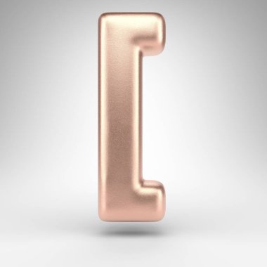 Beyaz arkaplanda sol kare parantez sembolü. Parlak metalik desenli üç boyutlu mat bakır tabela.