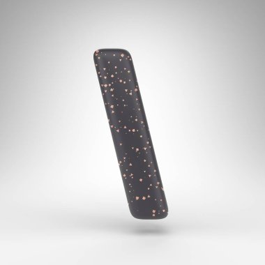 Beyaz arka planda sırt / çizgi sembolü. Bakır noktalı siyah mat 3B tabela.