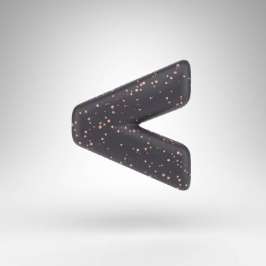 Beyaz arka plandaki sembolden daha az. Bakır noktalı siyah mat 3B tabela.